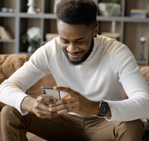 man in videomeeting using mobile